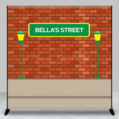 Lofaris Personalized Red Brick Wall Street Birthday Backdrop