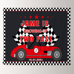 Lofaris Personalized Red Car Two Fast 2nd Birthday Backdrop