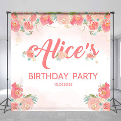 Lofaris Personalized Red Flowers Backdrop For Birthday Party