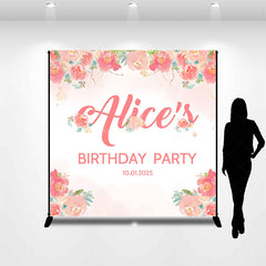 Lofaris Personalized Red Flowers Backdrop For Birthday Party