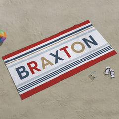 Lofaris Personalized Red White Stripe Beach Towel With Name