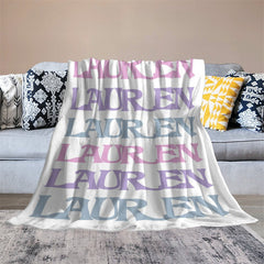 Lofaris Personalized Repeat Name Colorful White Blanket