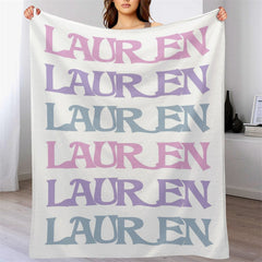 Lofaris Personalized Repeat Name Colorful White Blanket