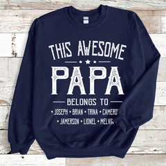 Lofaris Personalized Retro Awesome Papa And Kids Sweatshirt