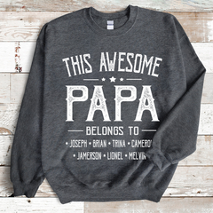 Lofaris Personalized Retro Awesome Papa And Kids Sweatshirt