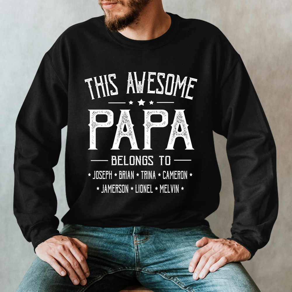 Lofaris Personalized Retro Awesome Papa And Kids Sweatshirt