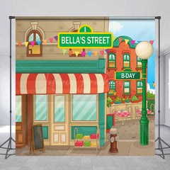 Lofaris Personalized Retro Cartoon Street Birthday Backdrop