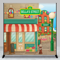 Lofaris Personalized Retro Cartoon Street Birthday Backdrop