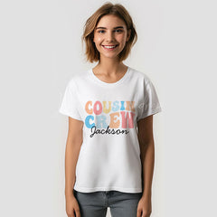 Lofaris Personalized Retro Groovy Cousin Crew T-shirt