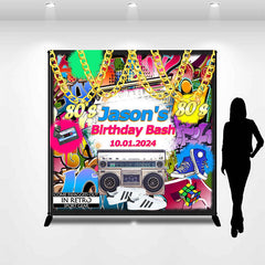 Lofaris Personalized Retro Hip Hop Style 80S Birthday Backdrop