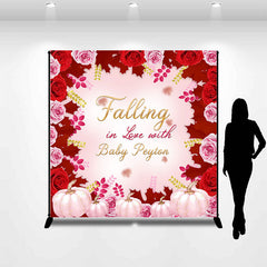 Lofaris Personalized Rose Pumpkin Fall Baby Shower Backdrop