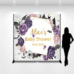 Lofaris Personalized Roses Bat Halloween Baby Shower Backdrop