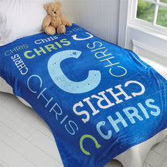 Lofaris Personalized Royal Blue Name Text Soft Chunky Blanket