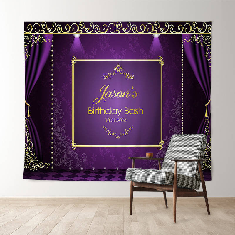 Lofaris Personalized Royal Elegant Purple Birthday Backdrop