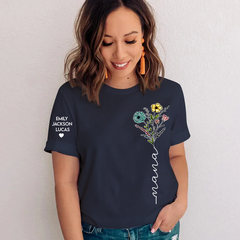 Lofaris Personalized Scrawl Nana Flower Mothers day T-Shirt