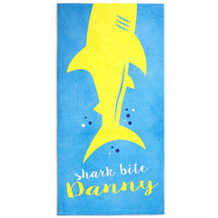 Lofaris Personalized Shark Life Yellow Blue Beach Towel