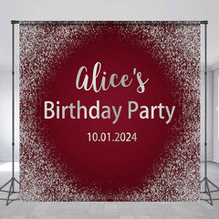 Lofaris Personalized Silver Sparkling Red Birthday Backdrop