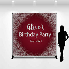 Lofaris Personalized Silver Sparkling Red Birthday Backdrop