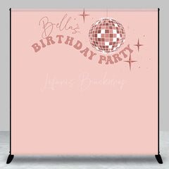 Lofaris Personalized Simple Pink Disco Ball Birthday Backdrop