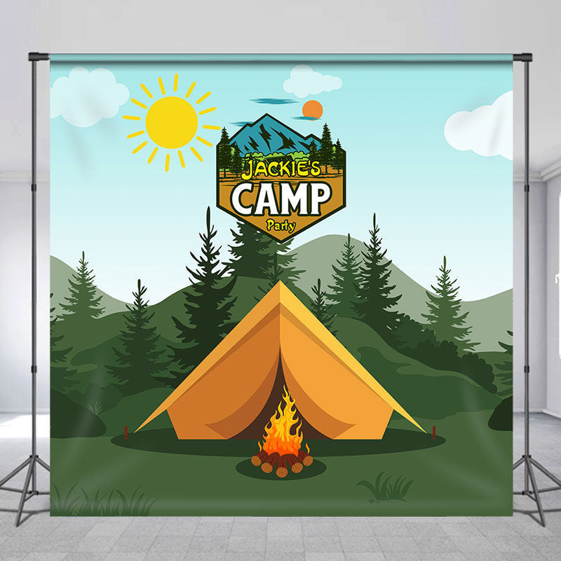 Lofaris Personalized Sky Mountain Forest Camp Party Backdrop