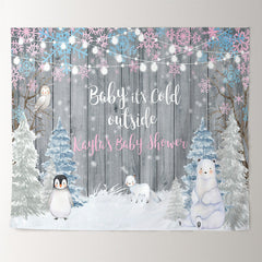 Lofaris Personalized Snow Animals Wood Baby Shower Backdrop