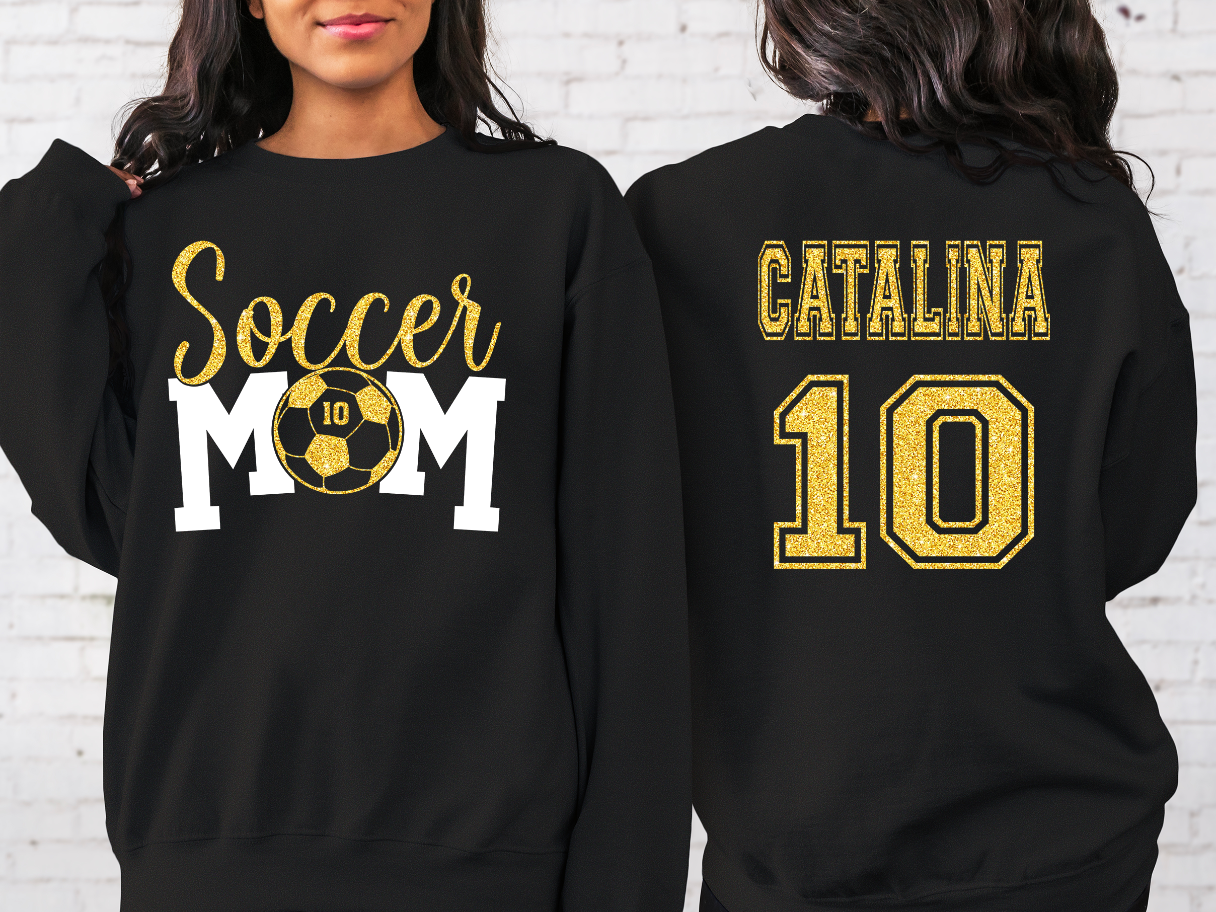 Lofaris Personalized Soccer Mom With Kid Name Sweatshirt