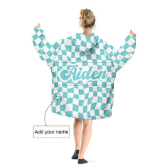 Lofaris Personalized Solid Plaid Checkered Cozy Blanket Hoodie