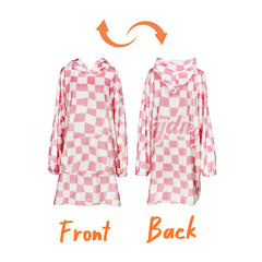 Lofaris Personalized Solid Plaid Checkered Cozy Blanket Hoodie