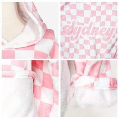 Lofaris Personalized Solid Plaid Checkered Cozy Blanket Hoodie