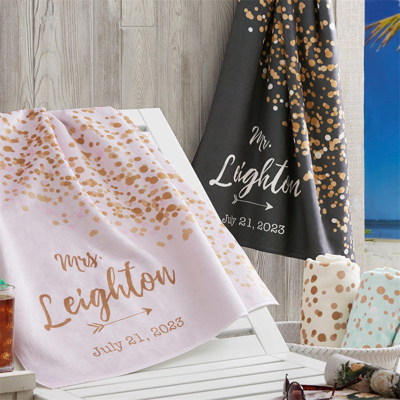 Lofaris Personalized Sparkling Love Wedding Beach Towel