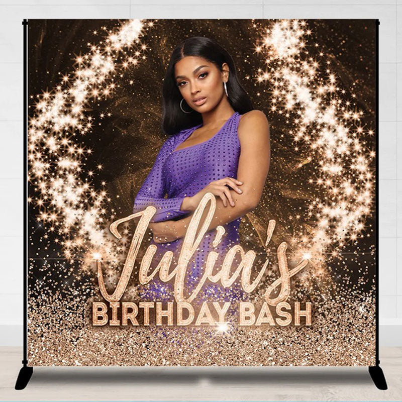 Lofaris Personalized Sparks Glitter Birthday Backdrop With Photo