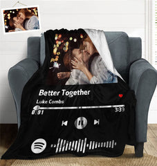 Lofaris Personalized Spotify Code Music Photo Blanket Gifts