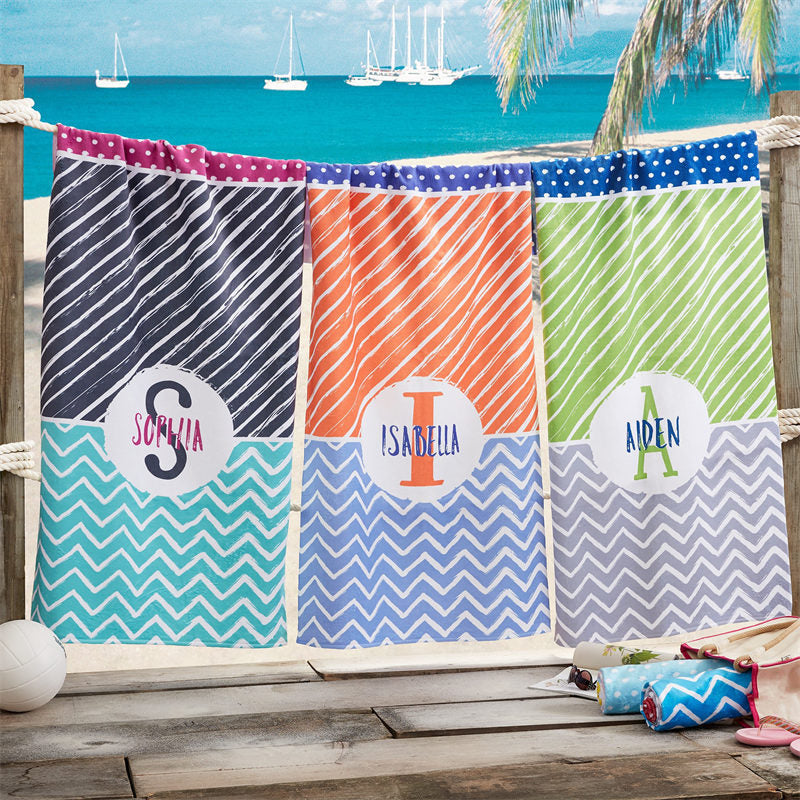 Lofaris Personalized Stripes Dot Beach Towel With Name