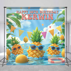 Lofaris Personalized Summer Pineapple 10th Birthday Backdrop