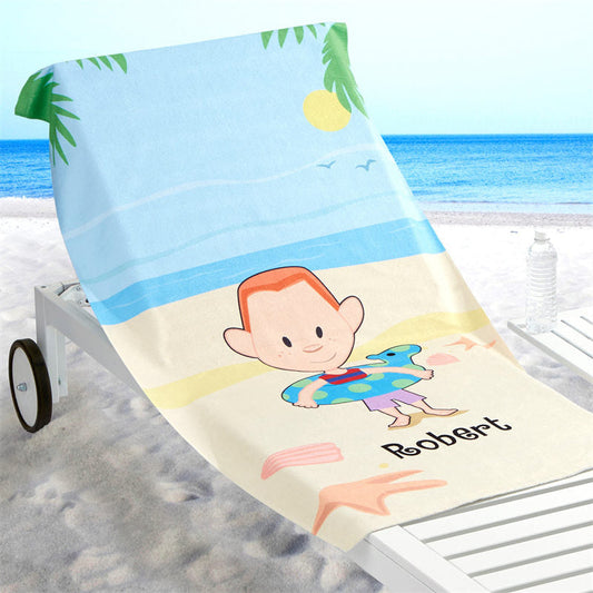 Personalized Beach Towels for Kids - Repeating Name