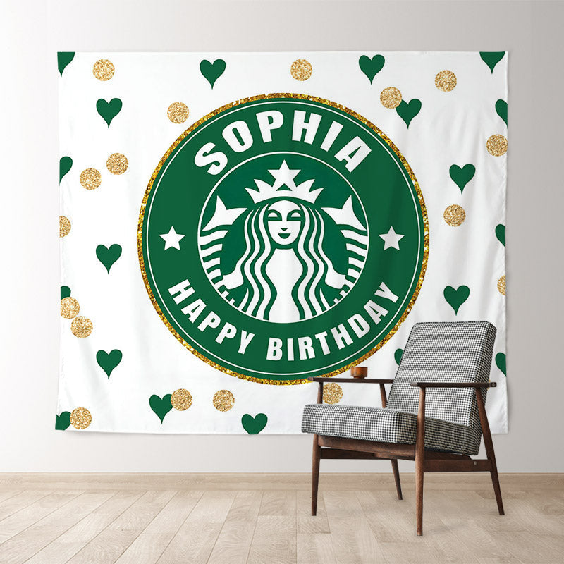 Lofaris Personalized Text Coffee Theme Birthday Backdrop