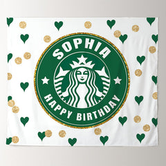 Lofaris Personalized Text Coffee Theme Birthday Backdrop