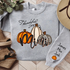 Lofaris Personalized Thankful Mimi Pumpkins Autumn Sweatshirt