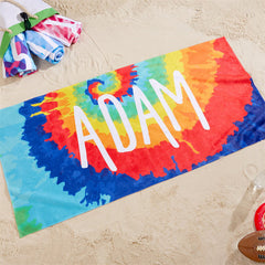 Lofaris Personalized Tie Dye Fun Beach Towel With Name