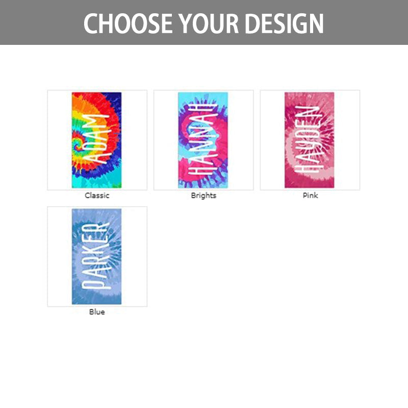 Personalized Beach Towel - Tie-Dye Fun