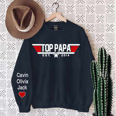 Lofaris Personalized Top Papa With Kids Daddy¡¯s Birthday Gift Sweatshirt