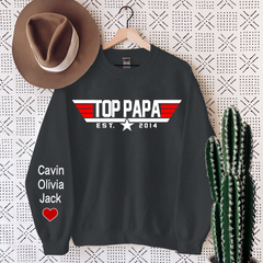 Lofaris Personalized Top Papa With Kids Daddy¡¯s Birthday Gift Sweatshirt