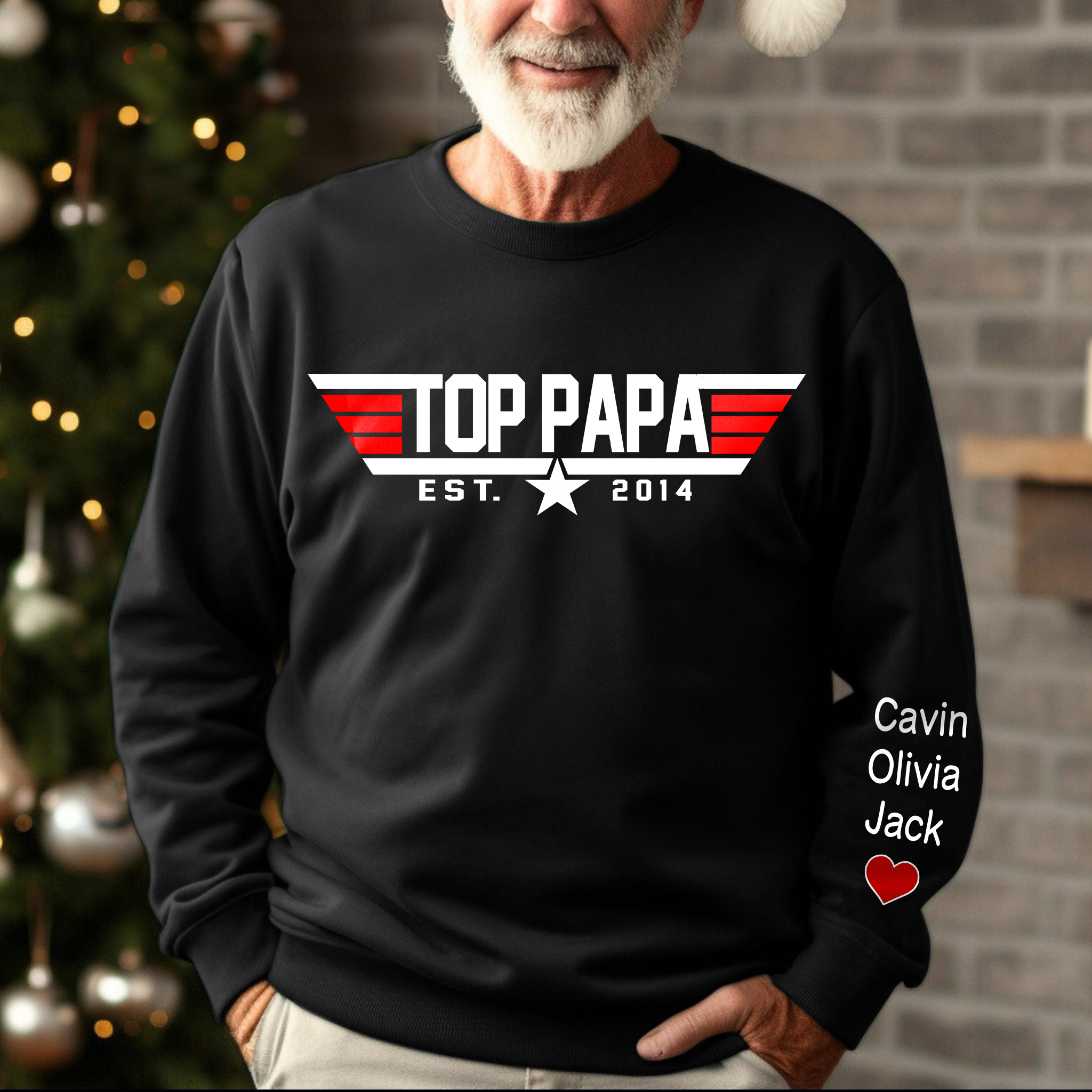 Lofaris Personalized Top Papa With Kids Daddy¡¯s Birthday Gift Sweatshirt