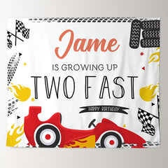 Lofaris Personalized Two Fast Racing Car 2rd Birthday Backdrop