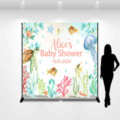 Lofaris Personalized Undersea Creatures Baby Shower Backdrop