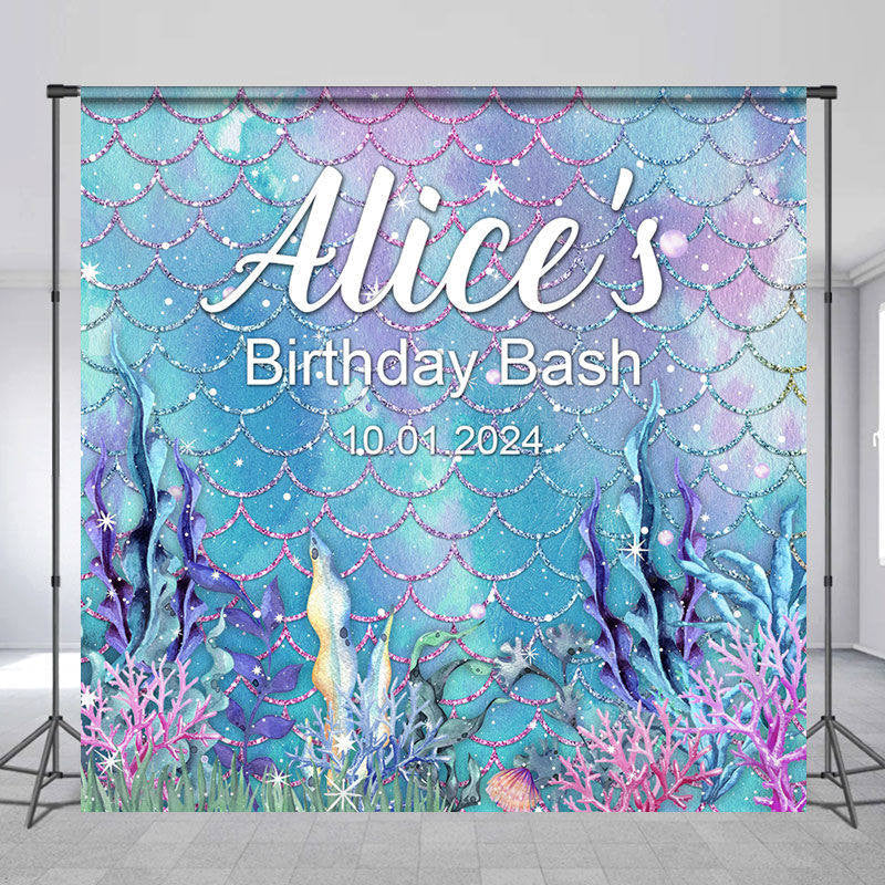 Lofaris Personalized Undersea Mermaid Birthday Bash Backdrop