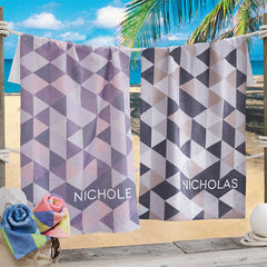 Lofaris Personalized Vibrant Plaid And Name Summer Beach Towel