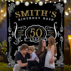 Lofaris Personalized Vintage Man Black 50th Birthday Backdrop