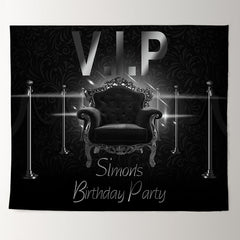 Lofaris Personalized Vip Royal Sofa Black Birthday Backdrop