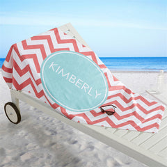 Lofaris Personalized Waves Preppy Chic Two-Tone Beach Towel